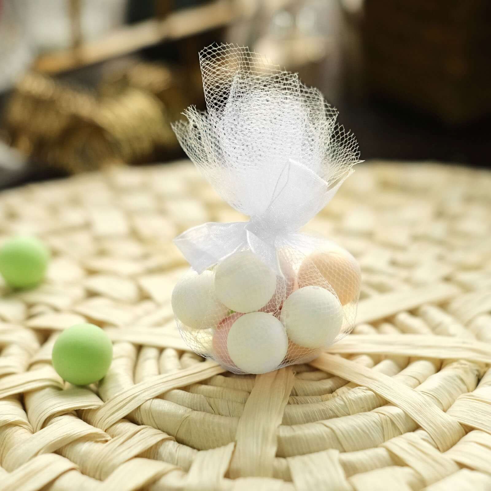 25 Pack 9" White Sheer Nylon Tulle Circles Favor Wrap, DIY Craft Fabric