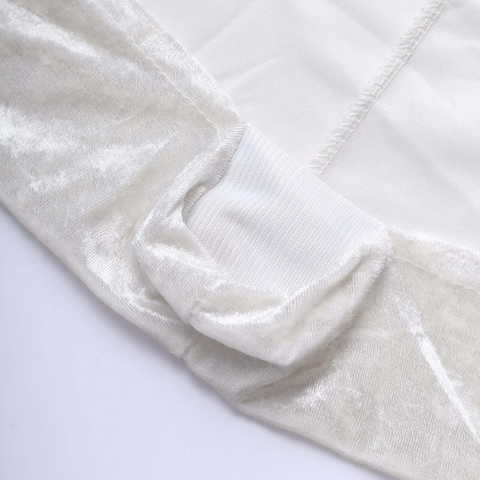Crushed Velvet Spandex 30" Round Cocktail Table Cover White Smooth Highboy Tablecloth