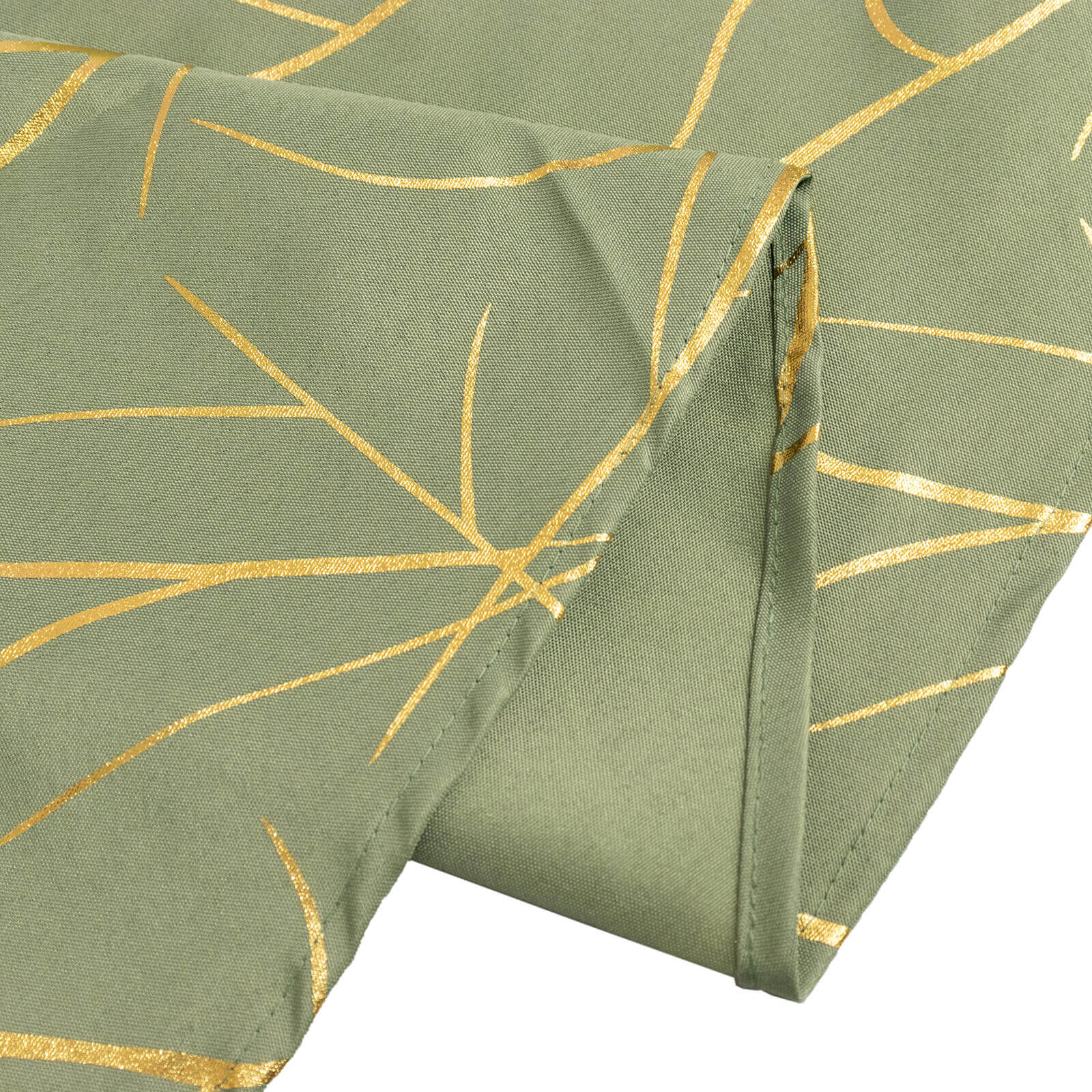 Polyester 120" Round Tablecloth Dusty Sage Green with Gold Foil Tree Branch Pattern - Wrinkle-Resistant Seamless Table Cover for Classy Events