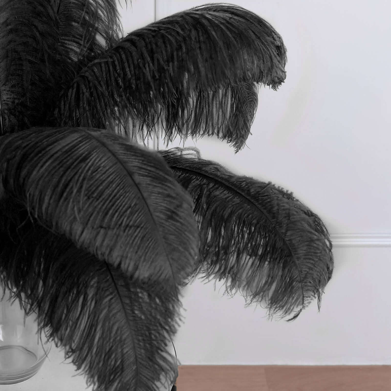 12 Pack Black Natural Plume Ostrich Feathers Centerpiece Filler - 24"-26"