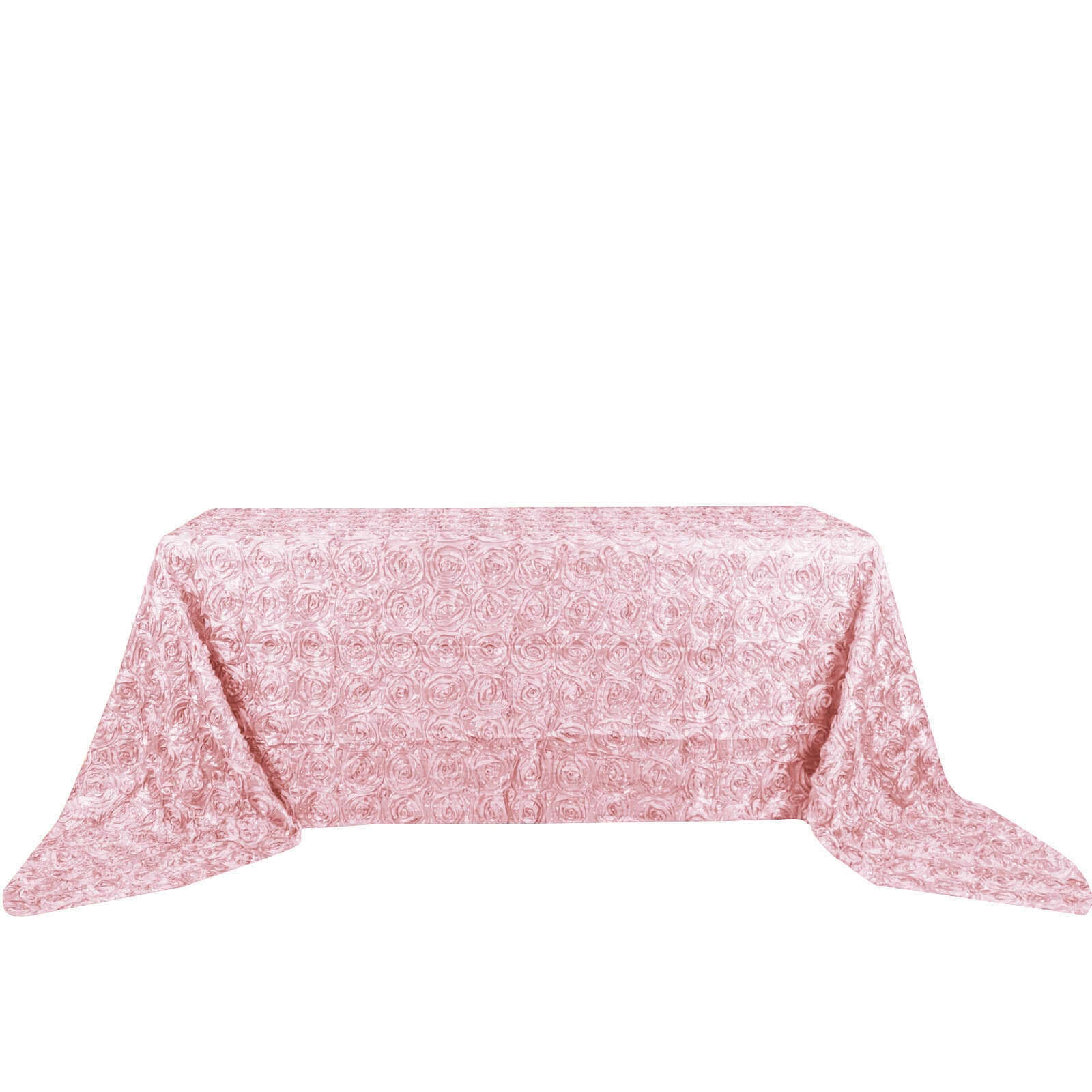 Satin 90"x156" Rectangle Tablecloth Blush - Grandiose 3D Rosette Table Cover with Seamless Finish