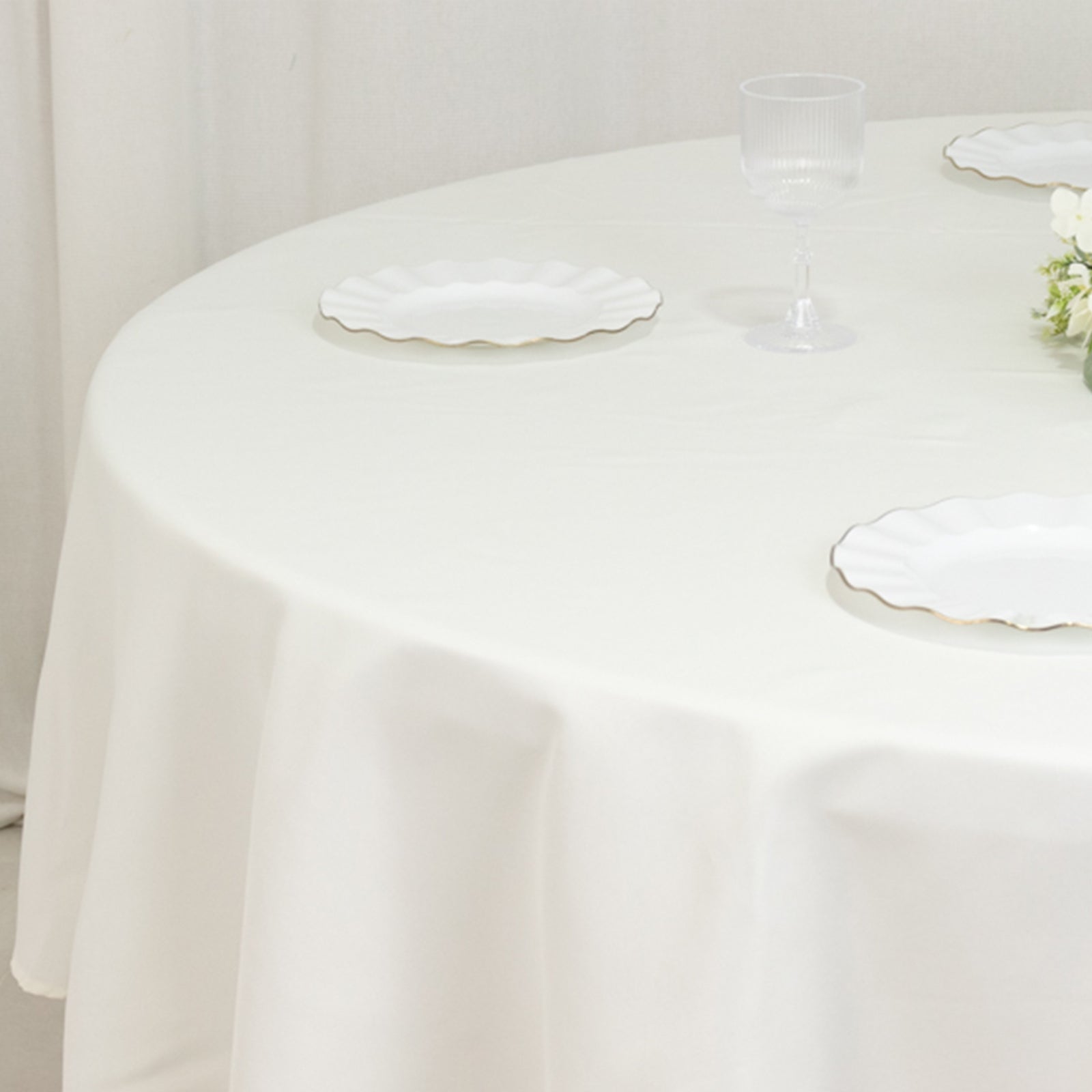 Fire Retardant Premium Polyester 90" Round Tablecloth Ivory - High-Performance Table Cover