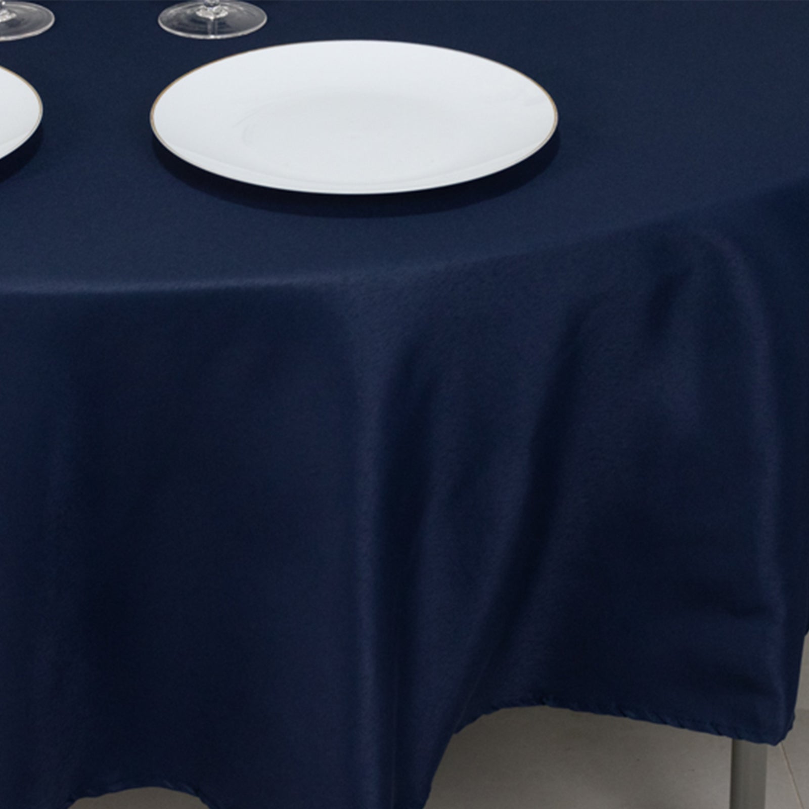 Fire Retardant Premium Polyester 90" Round Tablecloth Navy Blue - High-Performance Table Cover