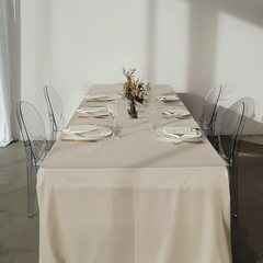 Premium Polyester 8ft Rectangle Tablecloth Ivory Durable Fitted 220GSM Table Cover