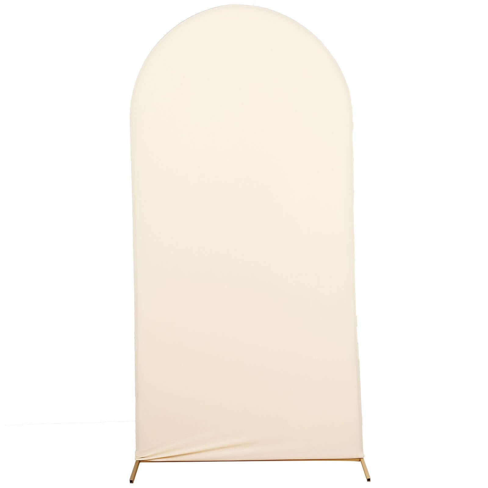 7ft Matte Beige Spandex Fitted Chiara Backdrop Stand Cover For Round Top Wedding Arch