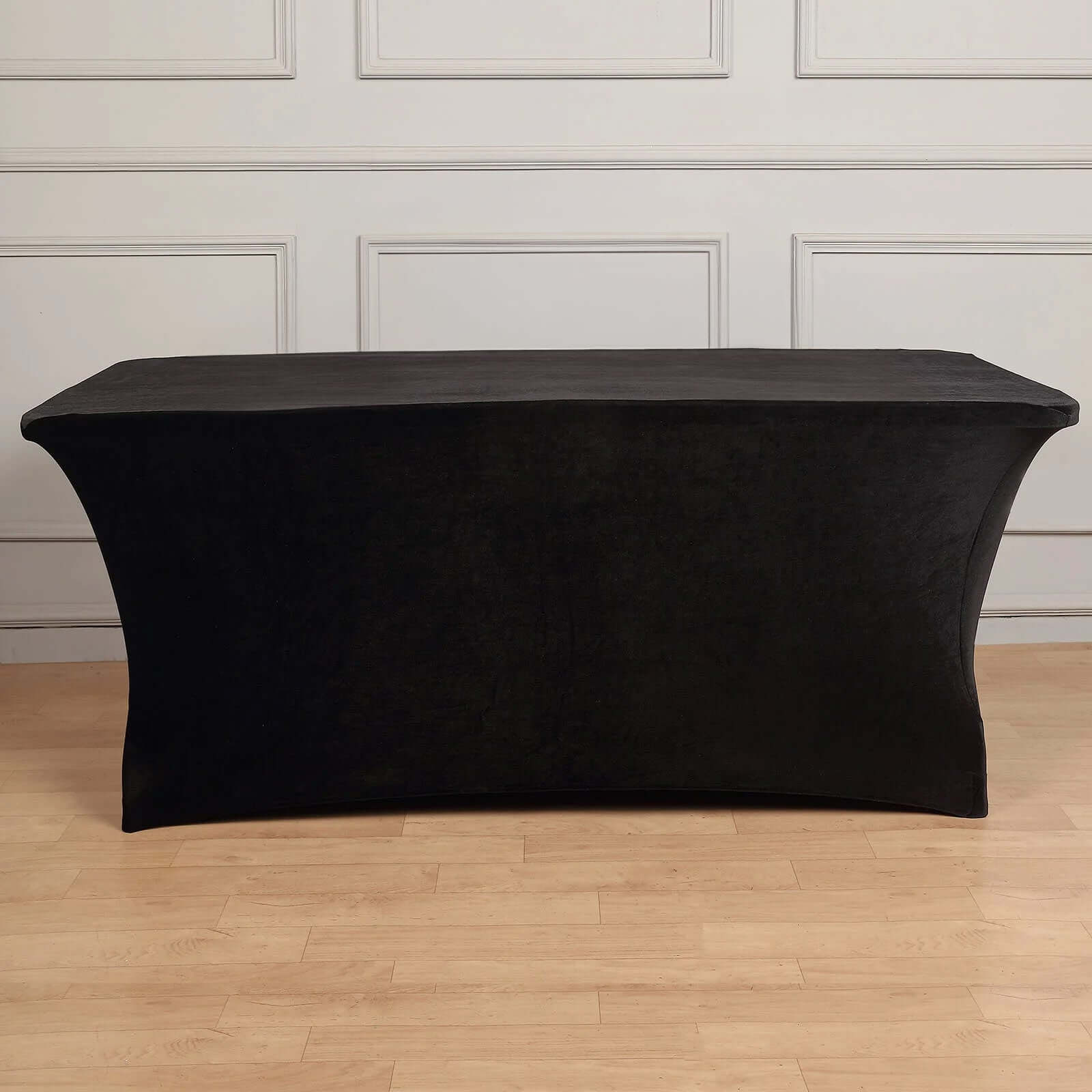 Velvet Spandex 6ft Rectangle Tablecloth Black - Fitted Wrinkle-Free Design for 72"x30" Tables