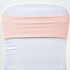 5 Pack Stretch Spandex Chair Sashes Blush - Fitted Finish Two Ply Heavy Duty Chair Bands 5"x12"