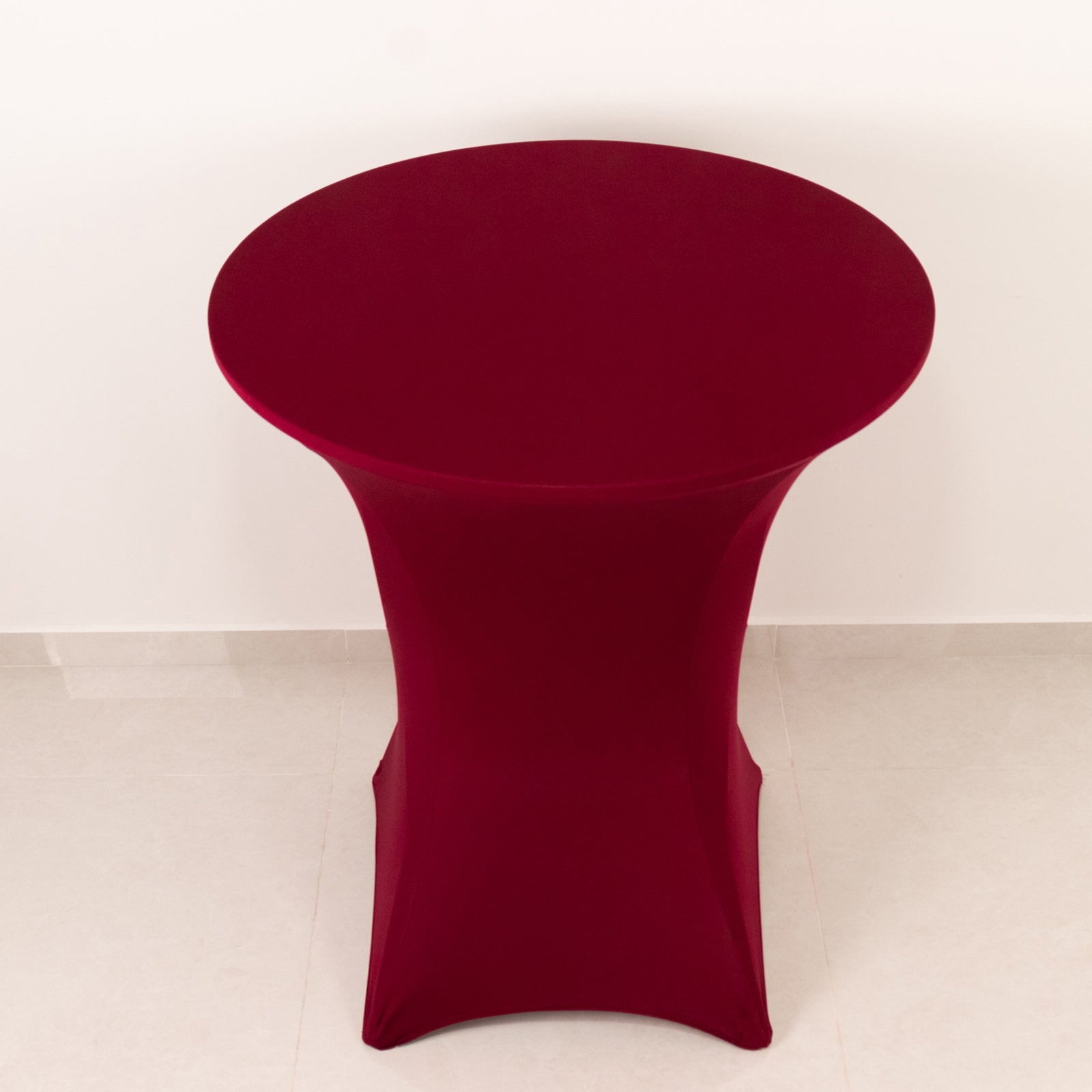 Spandex 36" Round Cocktail Table Cover Burgundy - Easy to Maintain Stretch Fitted Highboy Tablecloth