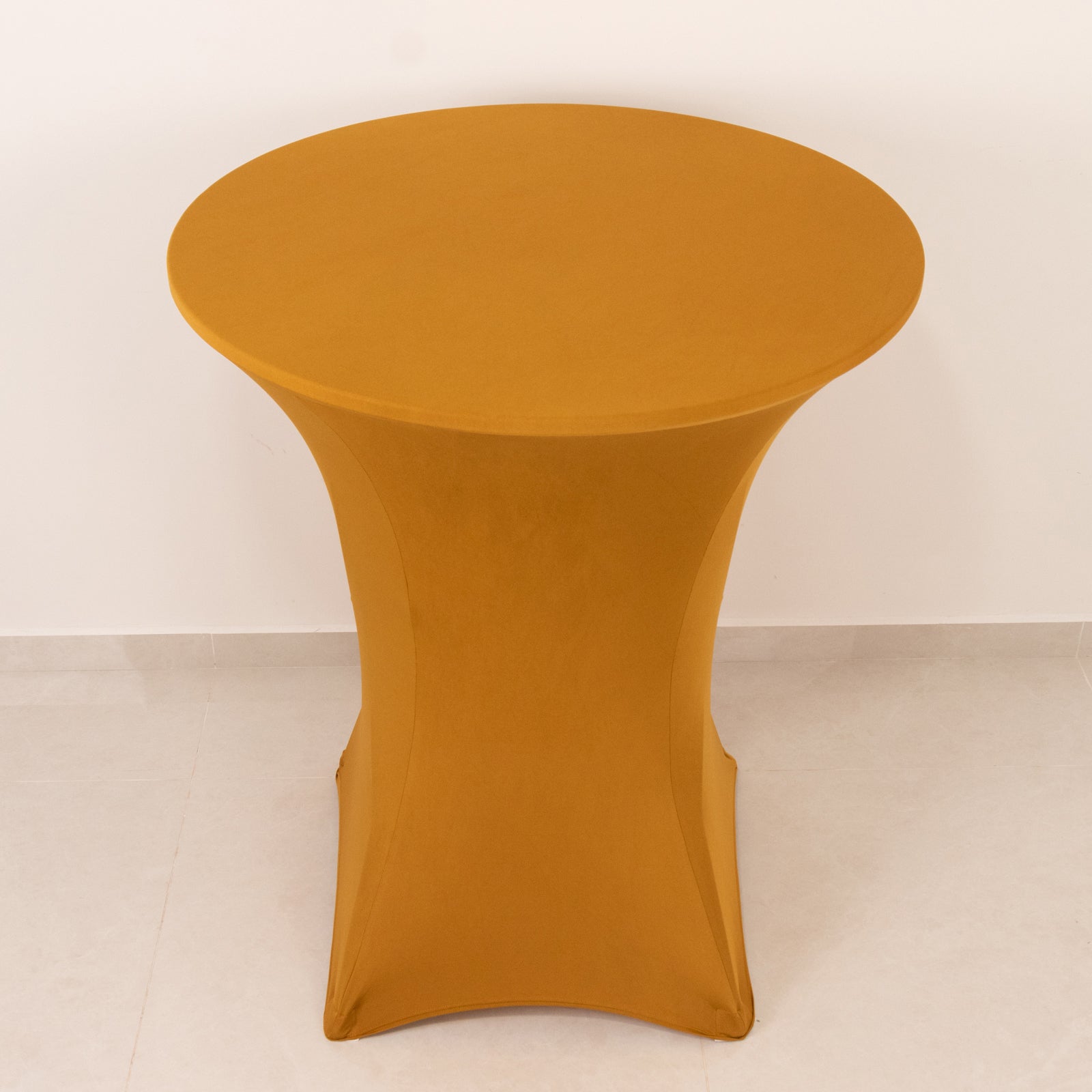 Spandex 36" Round Cocktail Table Cover Gold - Easy to Maintain Stretch Fitted Highboy Tablecloth for Events