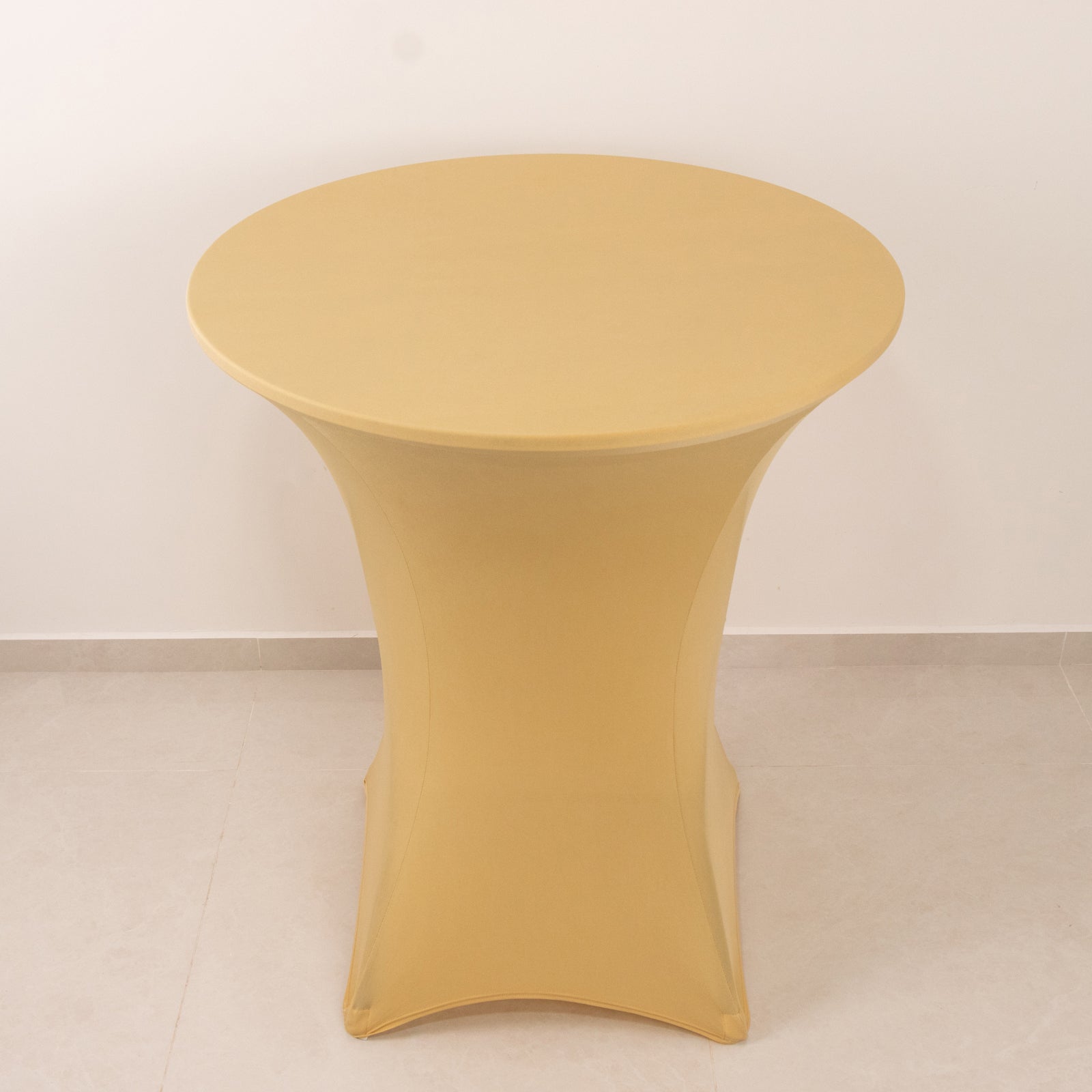 Spandex 36" Round Cocktail Table Cover Champagne - Easy to Maintain Stretch Fitted Highboy Tablecloth