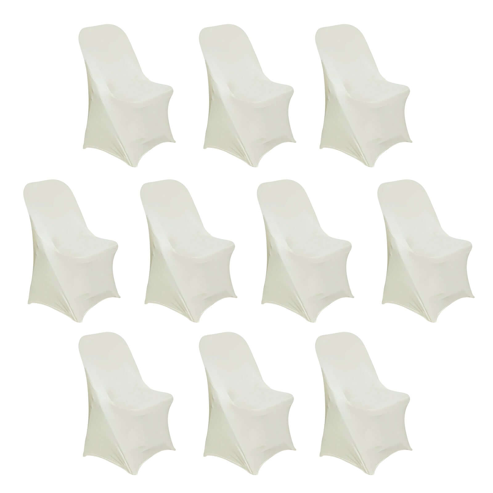 10 Pack Stretch Spandex Chair Covers Ivory for Folding Chairs - Durable 160GSM Fitted Slipcovers