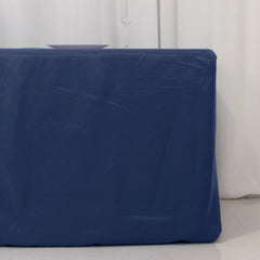 Premium Polyester 8ft Rectangle Tablecloth Navy Blue Durable Fitted 220GSM Table Cover
