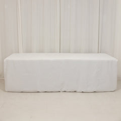 Premium Polyester 8ft Rectangle Tablecloth White Durable Fitted 220GSM Table Cover for Trade Shows & Events