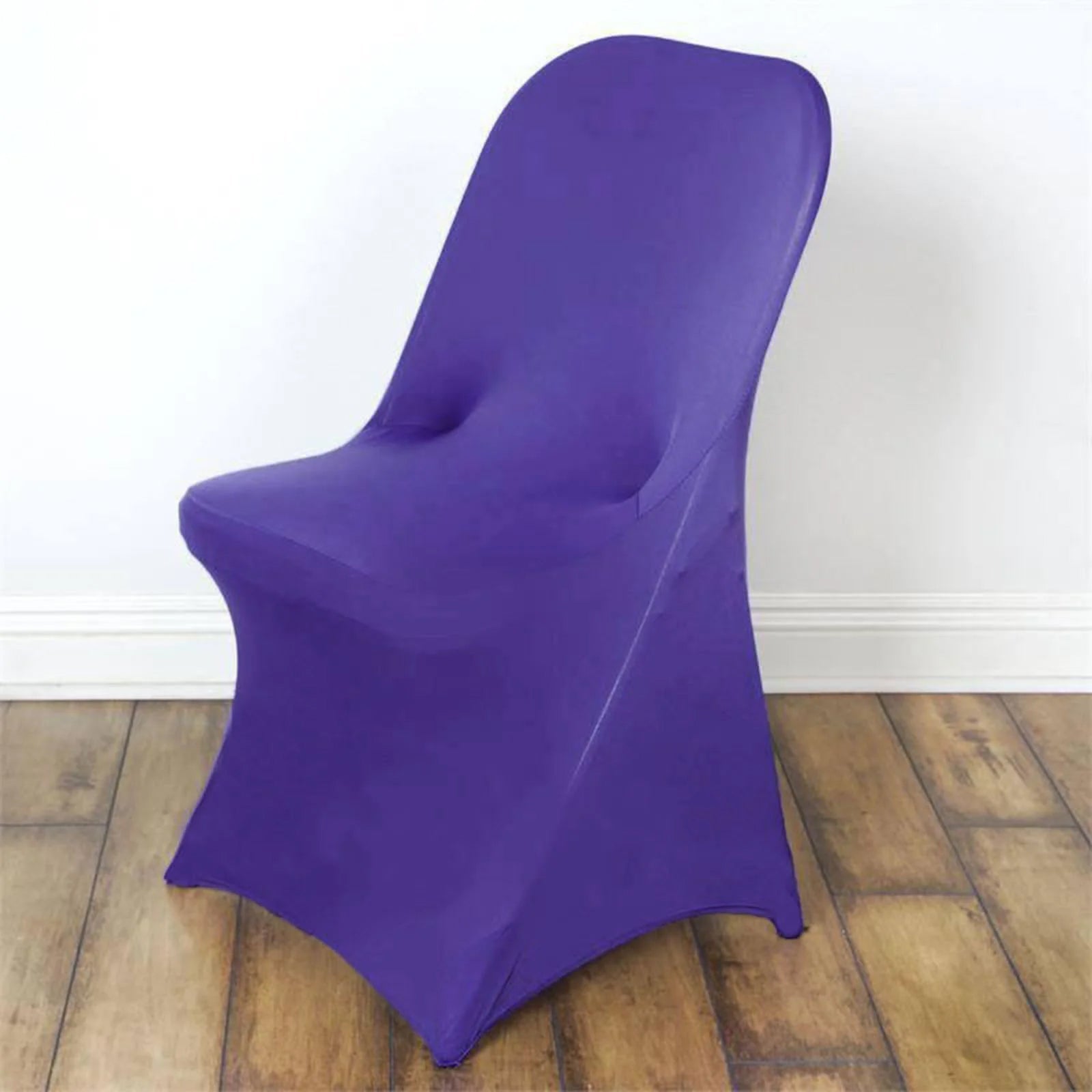 10 Pack Stretch Spandex Chair Covers Purple for Folding Chairs - Durable 160GSM Fitted Slipcovers
