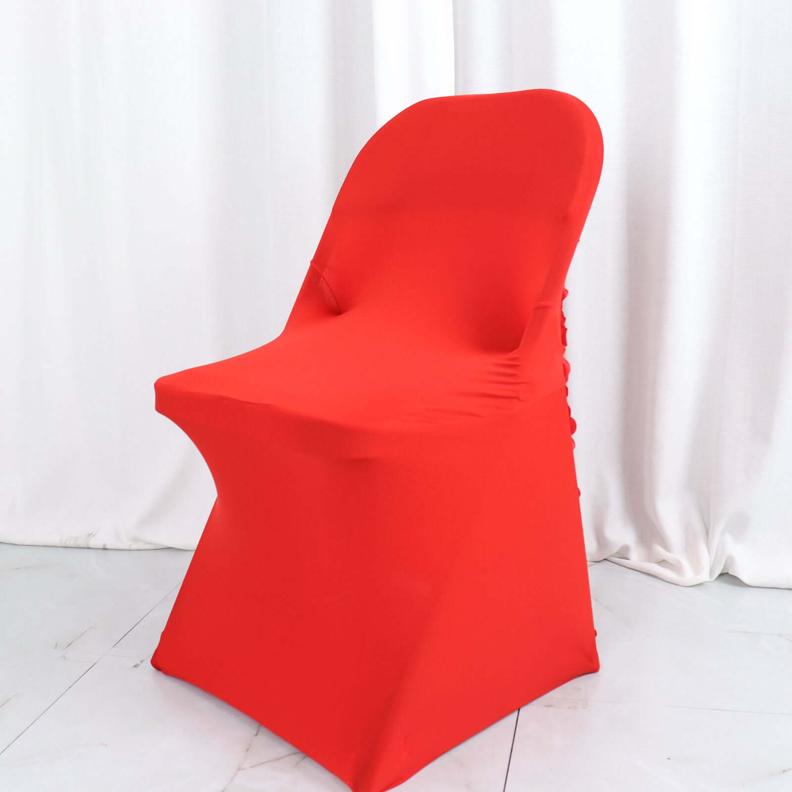 Spandex Chair Cover Red for Folding Chairs - Durable Stretch Fitted Slipcover with Satin Rosette Design