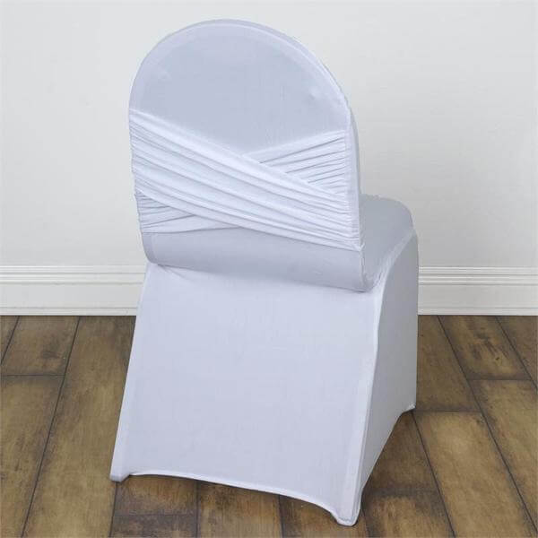 Spandex Chair Cover Madrid Style for Banquet Chairs White - Stylish Stretch 180GSM Fitted Slipcover for Weddings