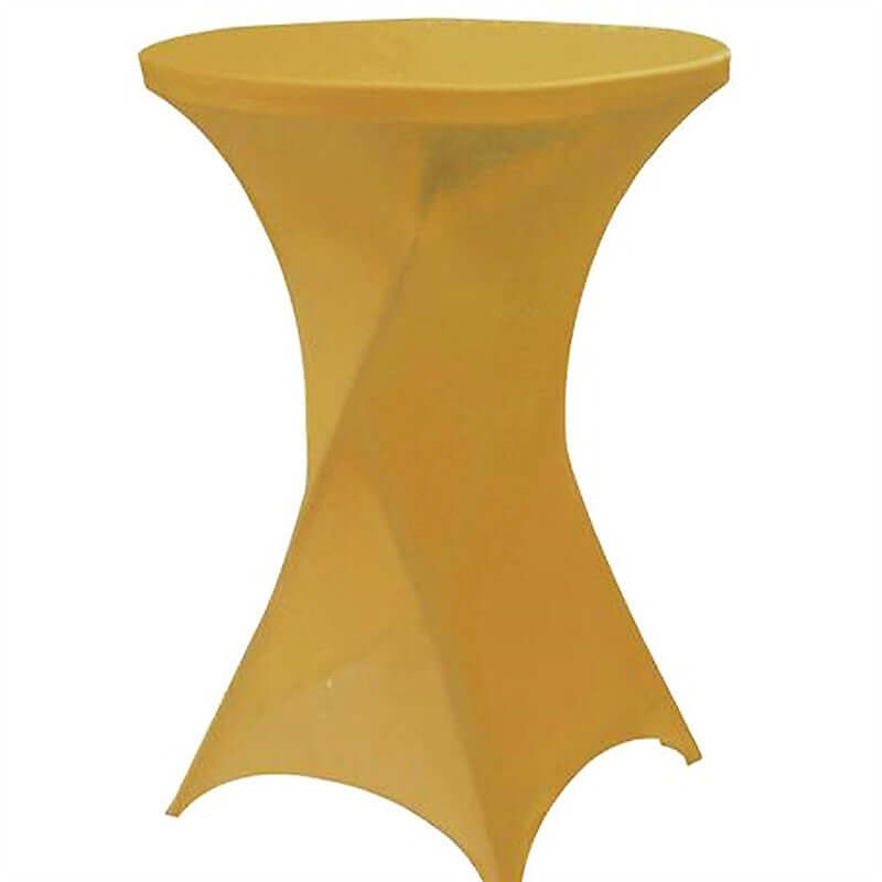 Spandex 30" Round Cocktail Table Cover Gold - Easy to Maintain Stretch Fitted Highboy Tablecloth for Stylish Events