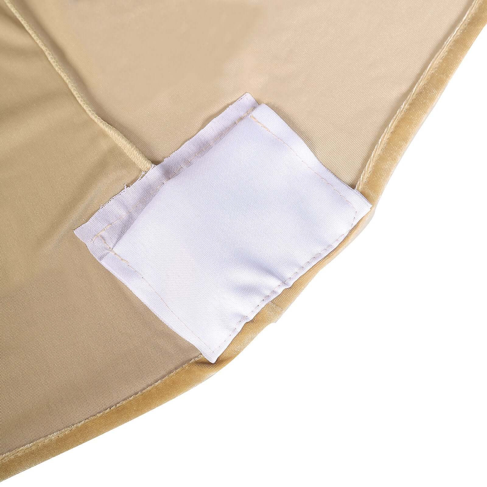 Velvet Spandex 6ft Rectangle Tablecloth Champagne - Fitted Wrinkle-Free Design for 72"x30" Tables