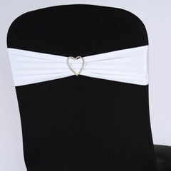 5 Pack Stretch Spandex Chair Sashes White - Fitted Finish Two Ply Heavy Duty Chair Bands 5"x12"