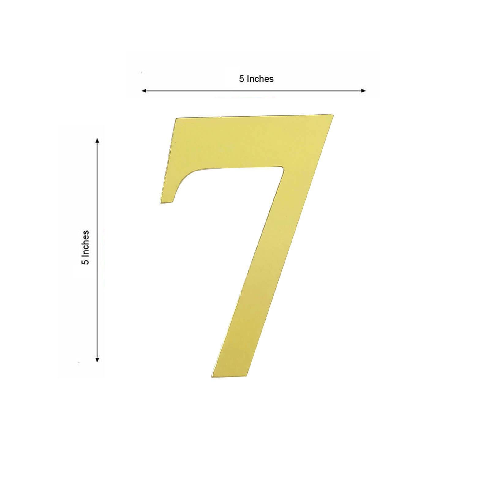 4-Pack Stickers Banner Custom 0-9 Number "7" Design Gold - Milestone Age and Date Stick-On Numbers 5"
