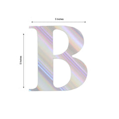 4 Pack 5" Iridescent Alphabet Stickers Banner, Customizable Stick on Letters - B