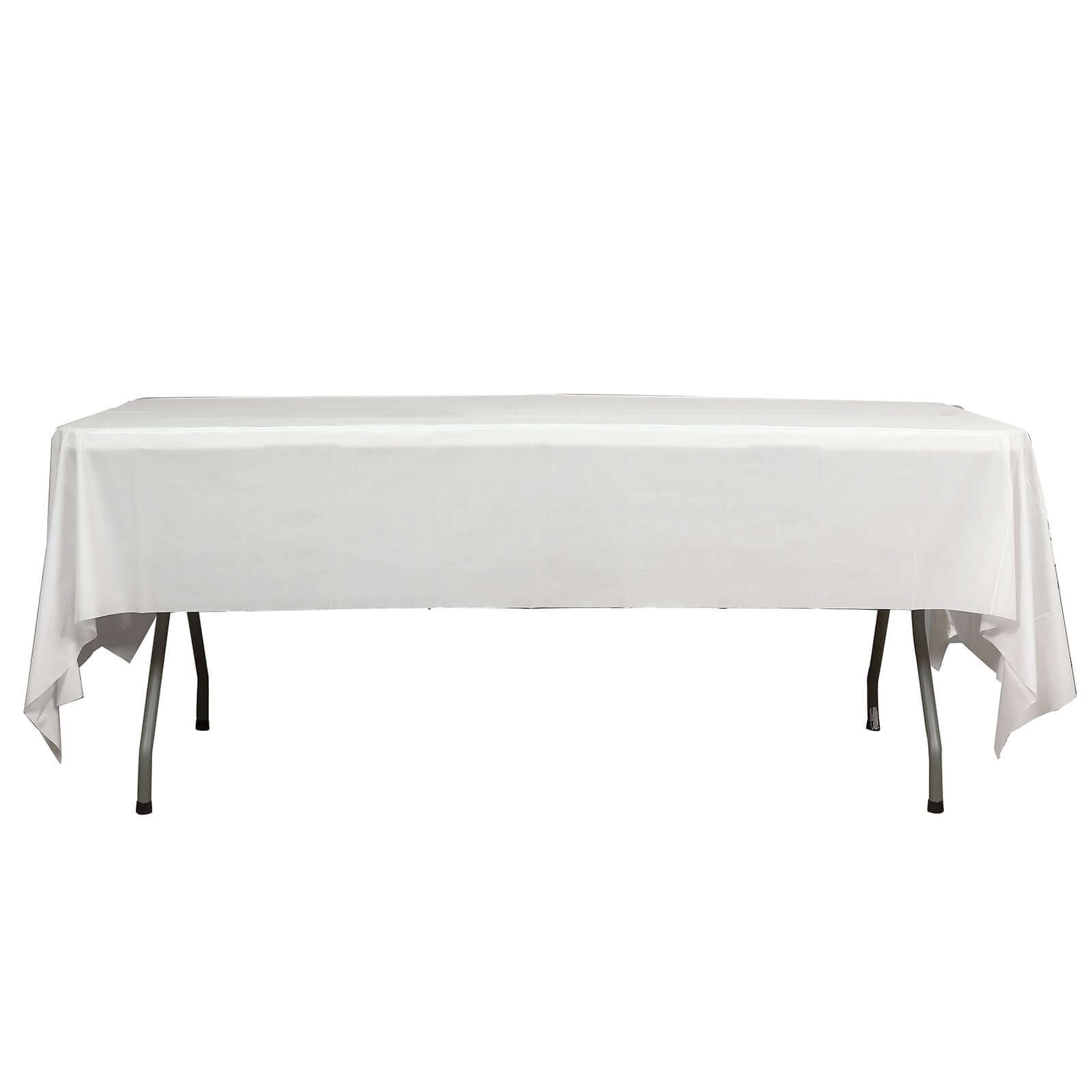 5-Pack Plastic Table Covers White Rectangle - Reliable PVC Disposable Covers for Gatherings 54"x108"