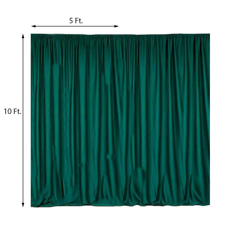 2 Pack Hunter Emerald Green Scuba Polyester Event Curtain Drapes, Durable Flame Resistant Backdrop Event Panels Wrinkle Free with Rod Pockets - 10ftx10ft