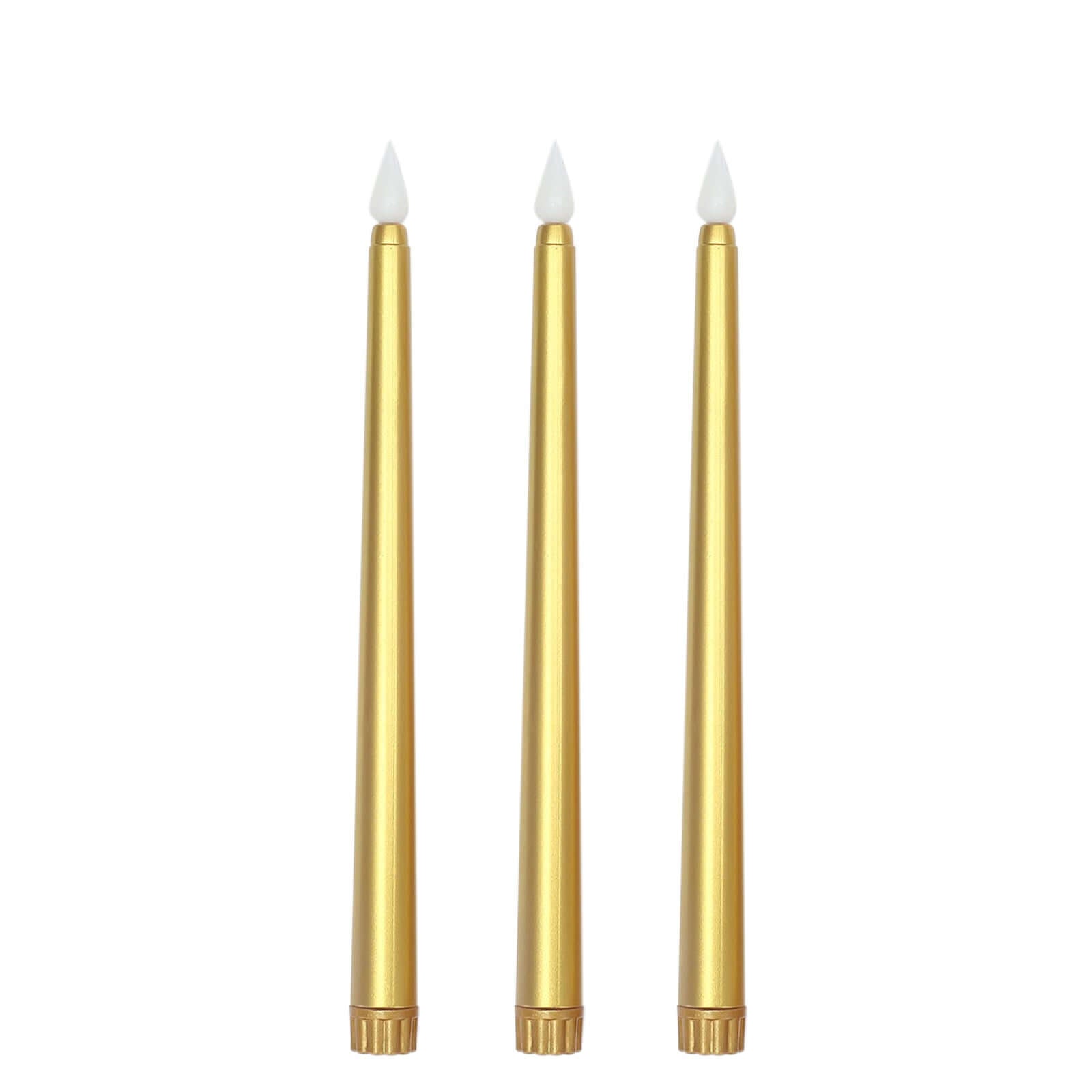 3-Pack LED Decorative Lighting Warm Flickering Gold - Flameless Taper Candles 11"