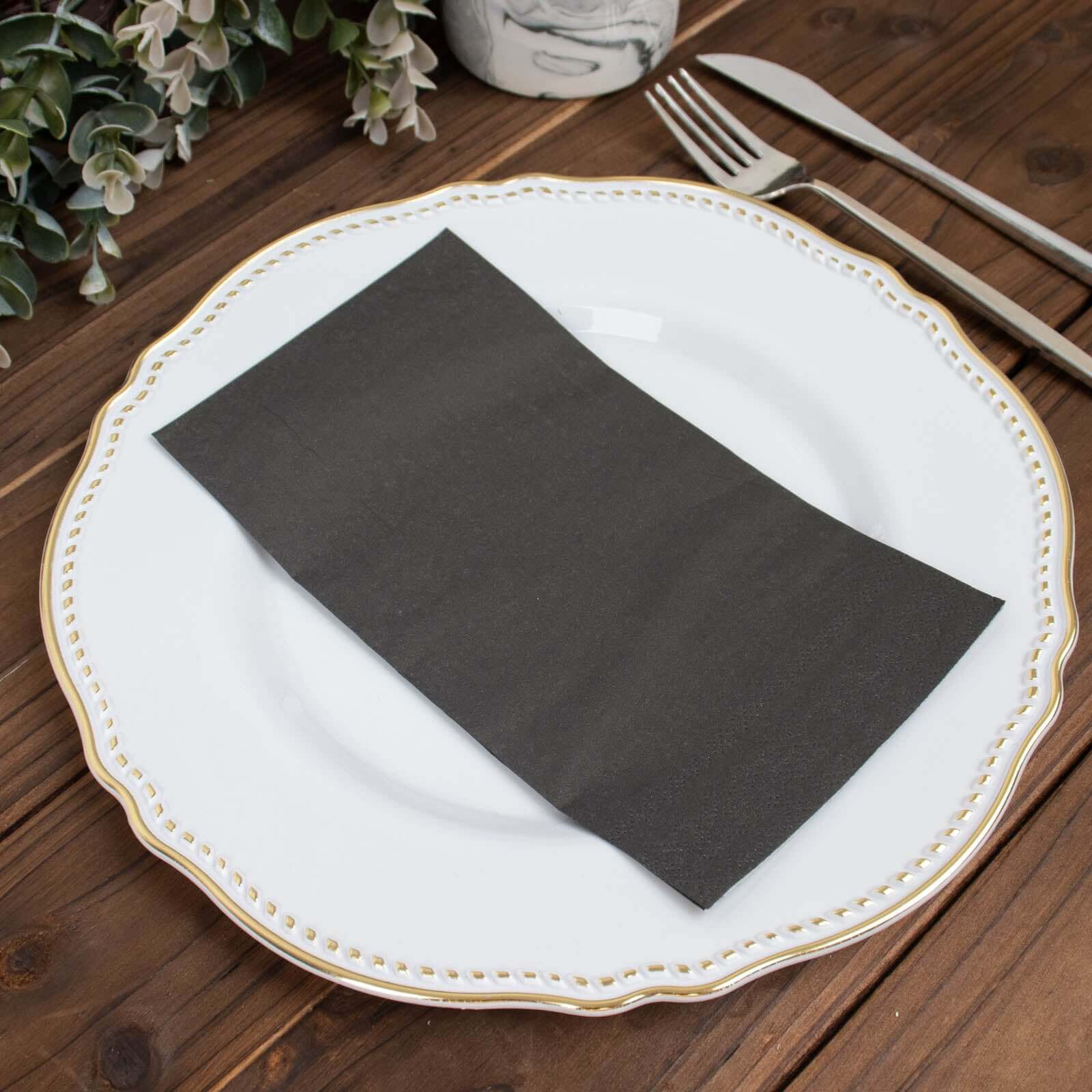50-Pack Paper Napkins Black - Soft Disposable 2-Ply Dinner Napkins for Weddings
