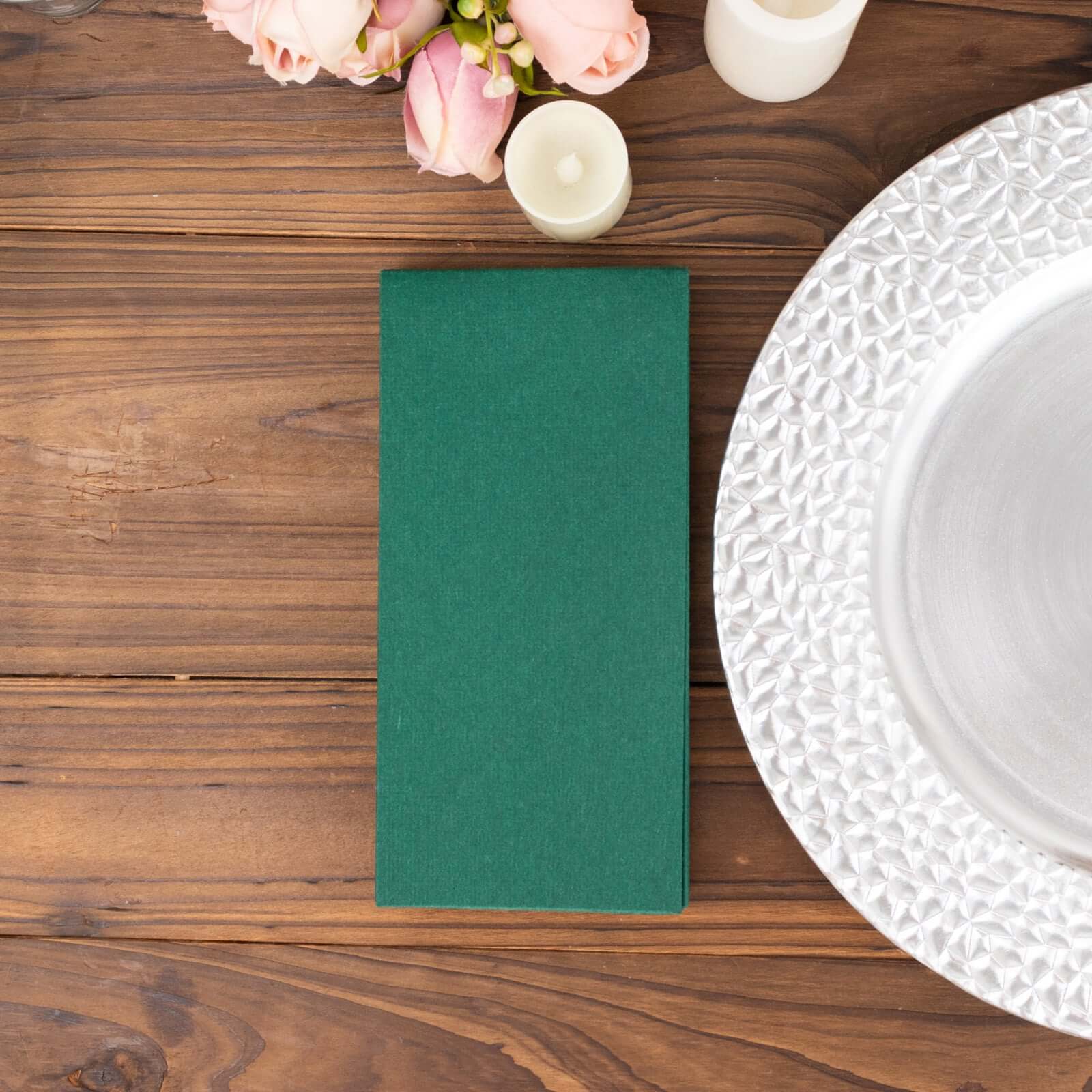 20 Pack Linen-Like Paper 8.5"x4" Napkins Hunter Emerald Green - Highly Absorbent & Disposable Airlaid Guest Towels