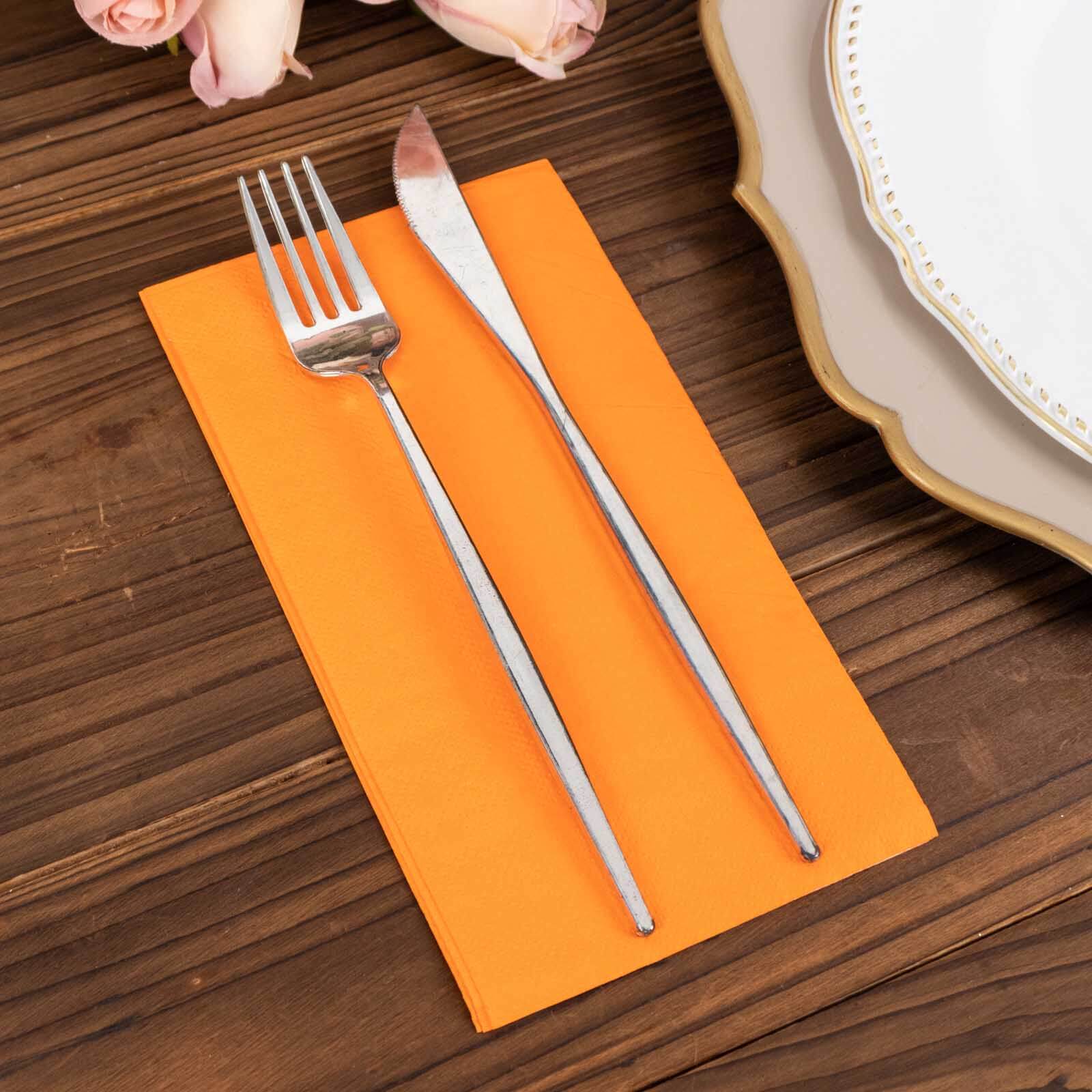 50-Pack Paper Napkins Orange - Soft Disposable 2-Ply Dinner Napkins for Weddings