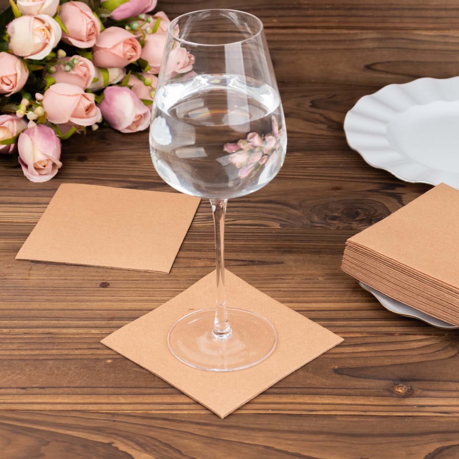 20 Pack Linen-Like Paper 5"x5" Napkins Terracotta (Rust) - Highly Absorbent Airlaid Napkins