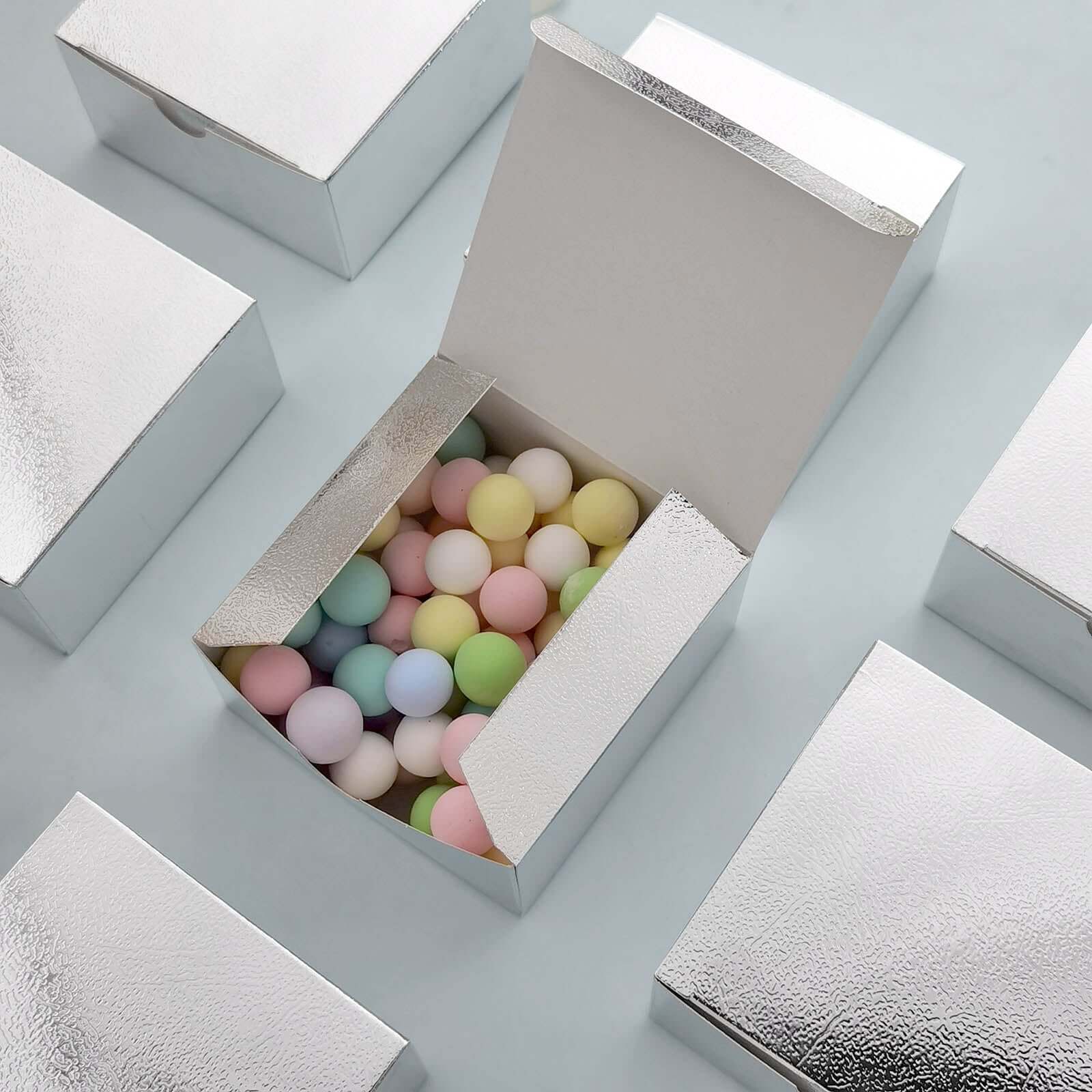 100 Pack 4"x4"x2" Silver Cake Cupcake Party Favor Gift Boxes, DIY