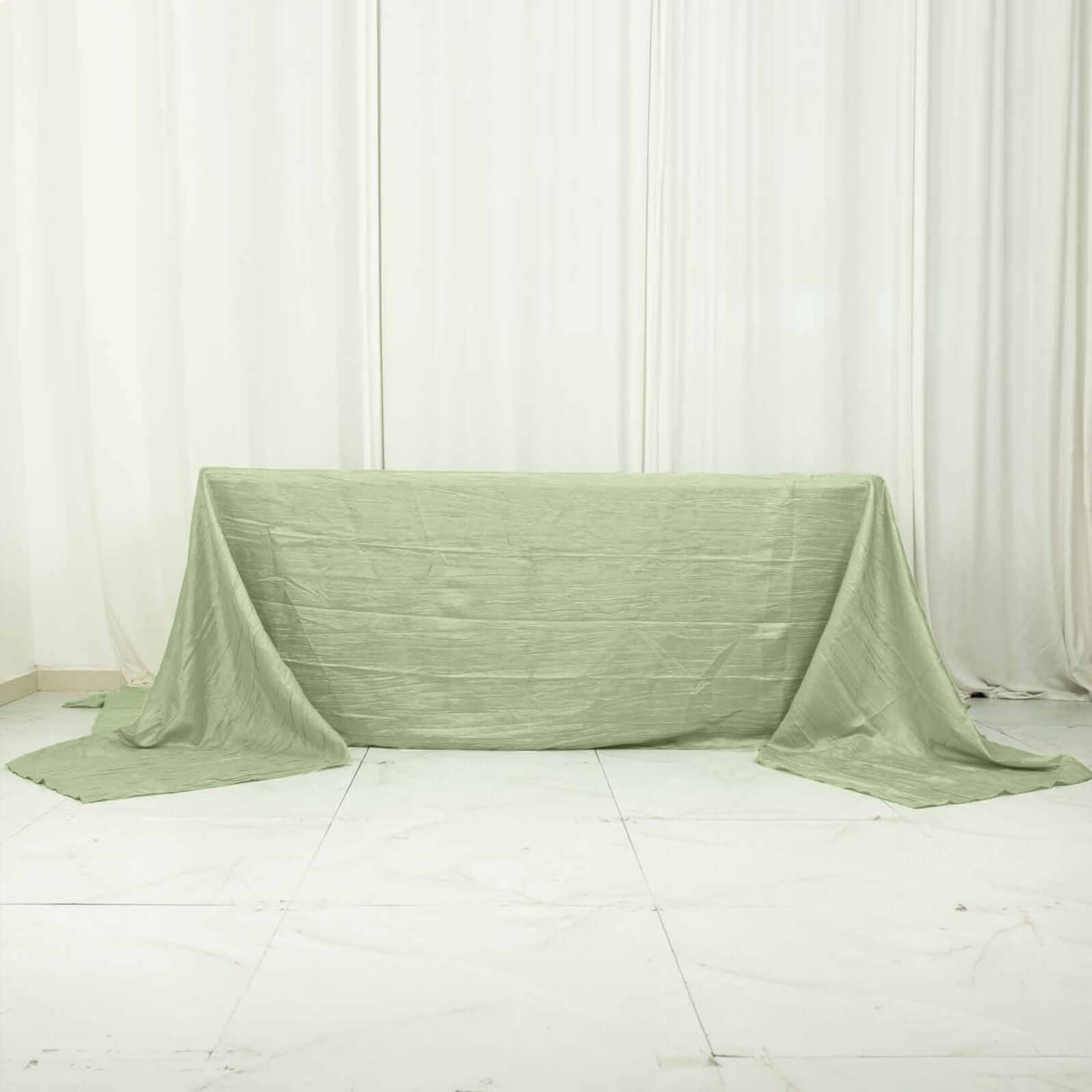 Taffeta 90"x156" Rectangle Tablecloth Sage Green - Accordion Crinkle Seamless Table Cover
