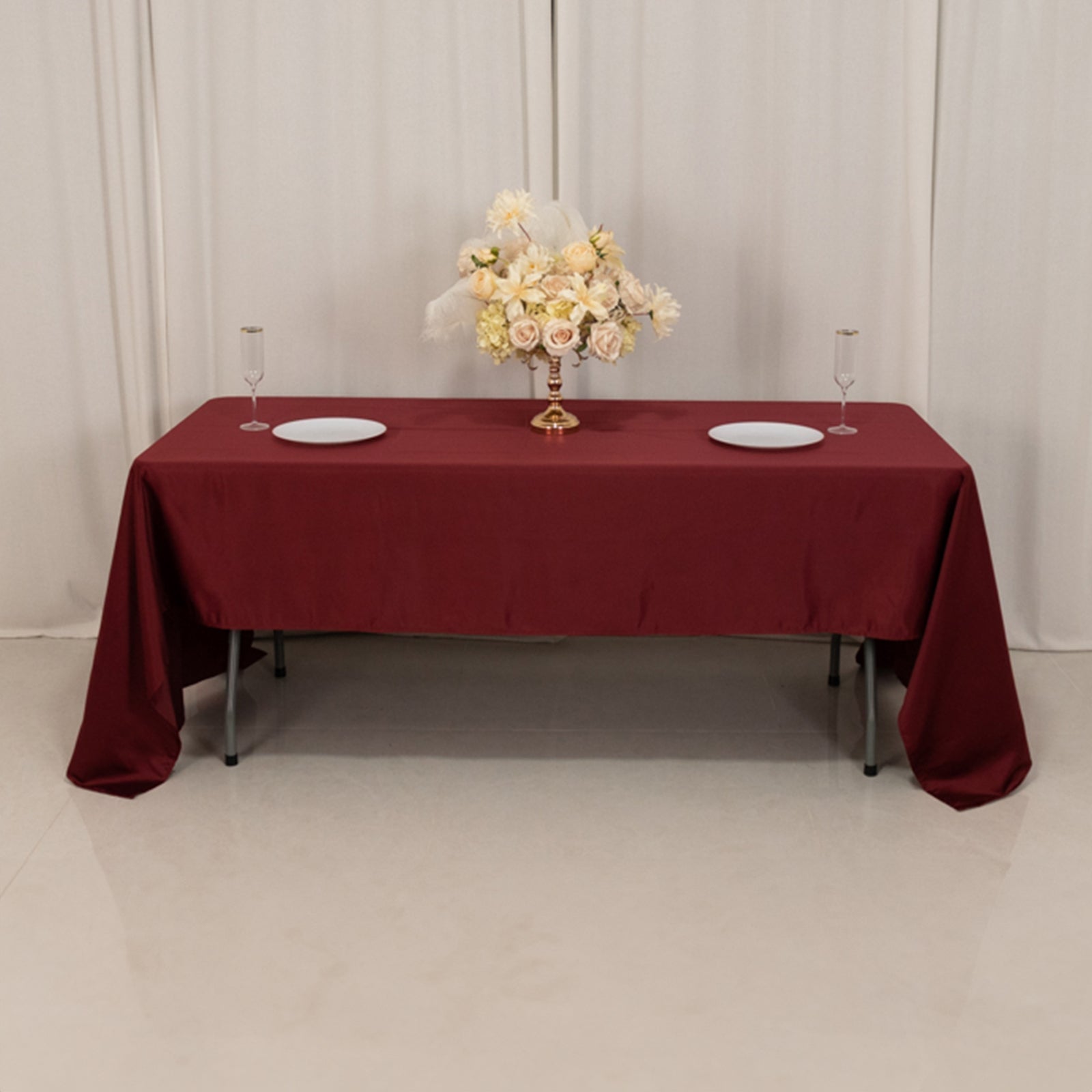 Lamour Satin 60"x126" Rectangle Tablecloth Burgundy - Soft & Silk-Like Table Cover