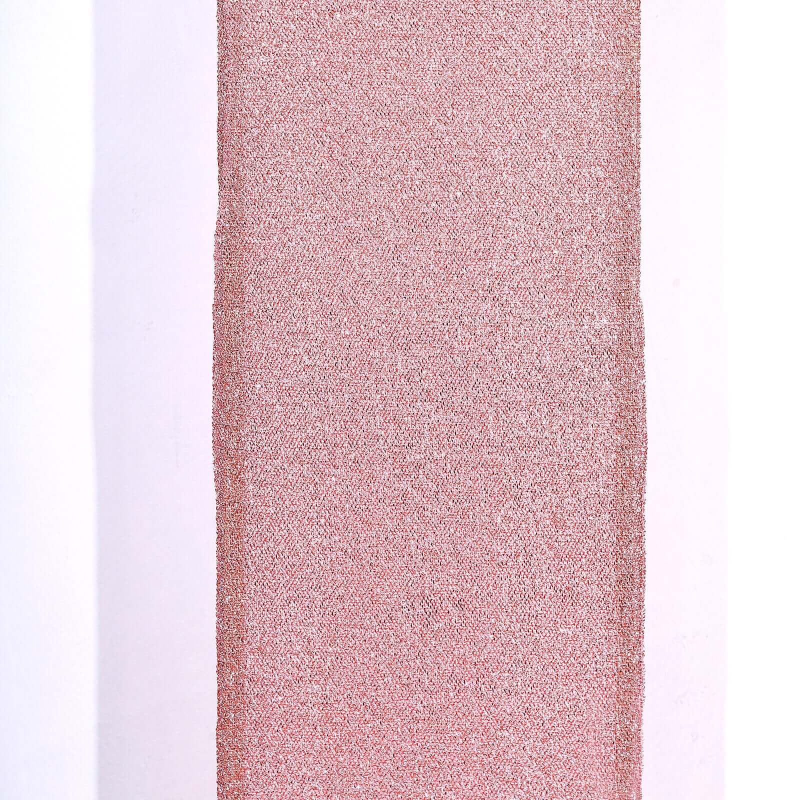 8ft Rose Gold Spandex Fitted U-Shaped Wedding Arch Cover With Shimmer Tinsel Finish, Double-Sided Open Arch Backdrop Slipcover