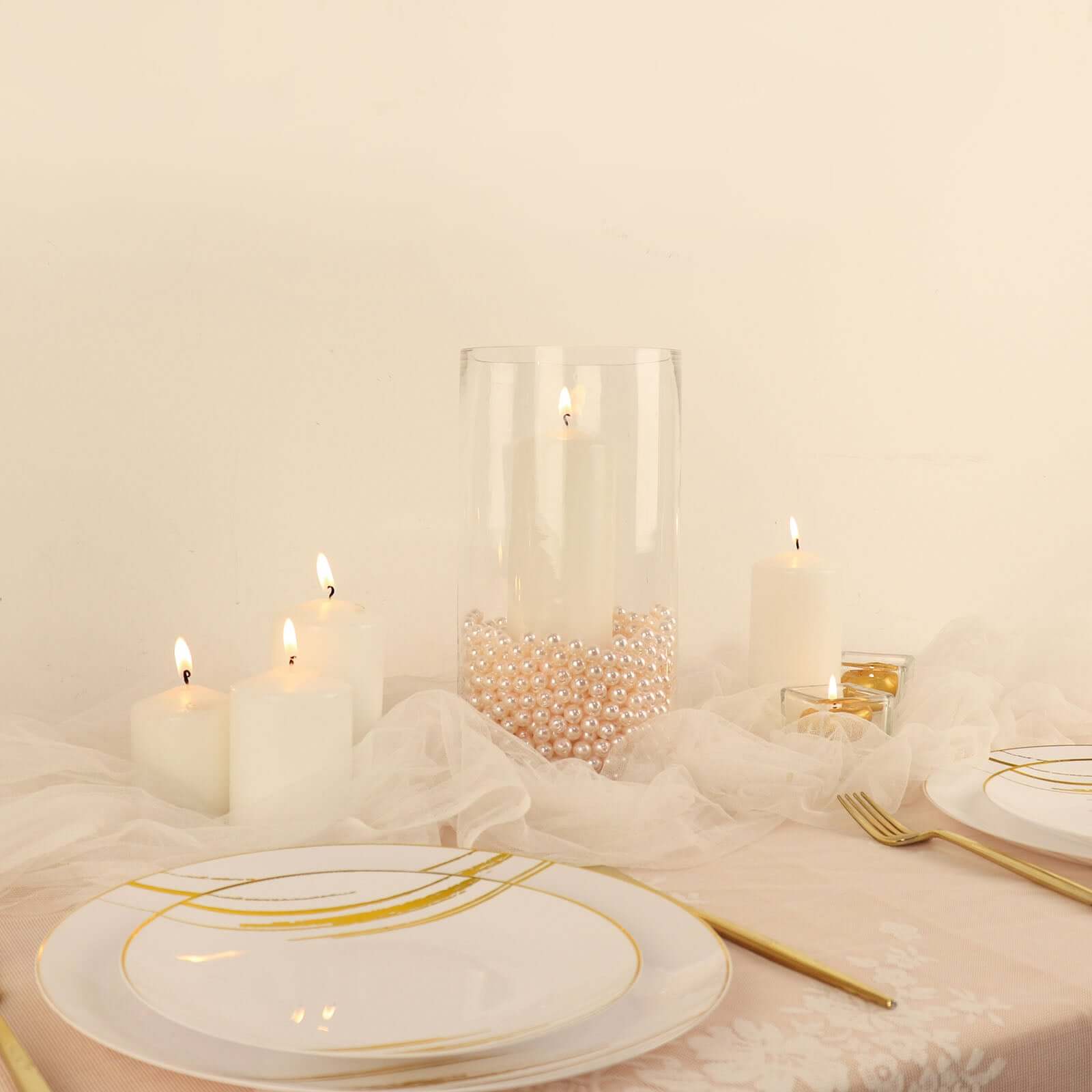 12-Pack Glass Flower Vases Cylinder Design Heavy Duty Clear - Stylish Centerpieces for Weddings 10"