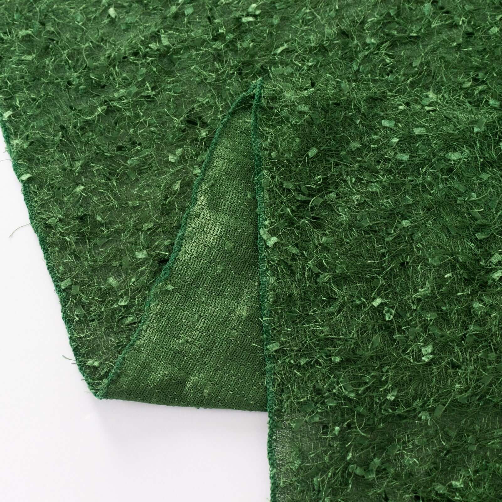Polyester 120" Round Tablecloth Green with Shaggy Fringe Table Cover