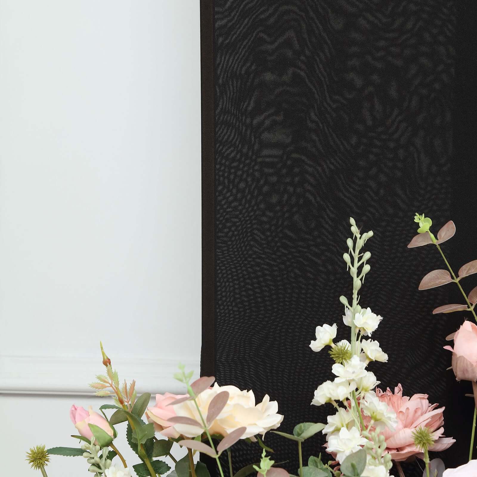 Set of 4 Matte Black Spandex Half Moon Chiara Backdrop Stand Covers, Custom Fitted Wedding Arch Covers - 2.5ft,5ft,6ft,7ft