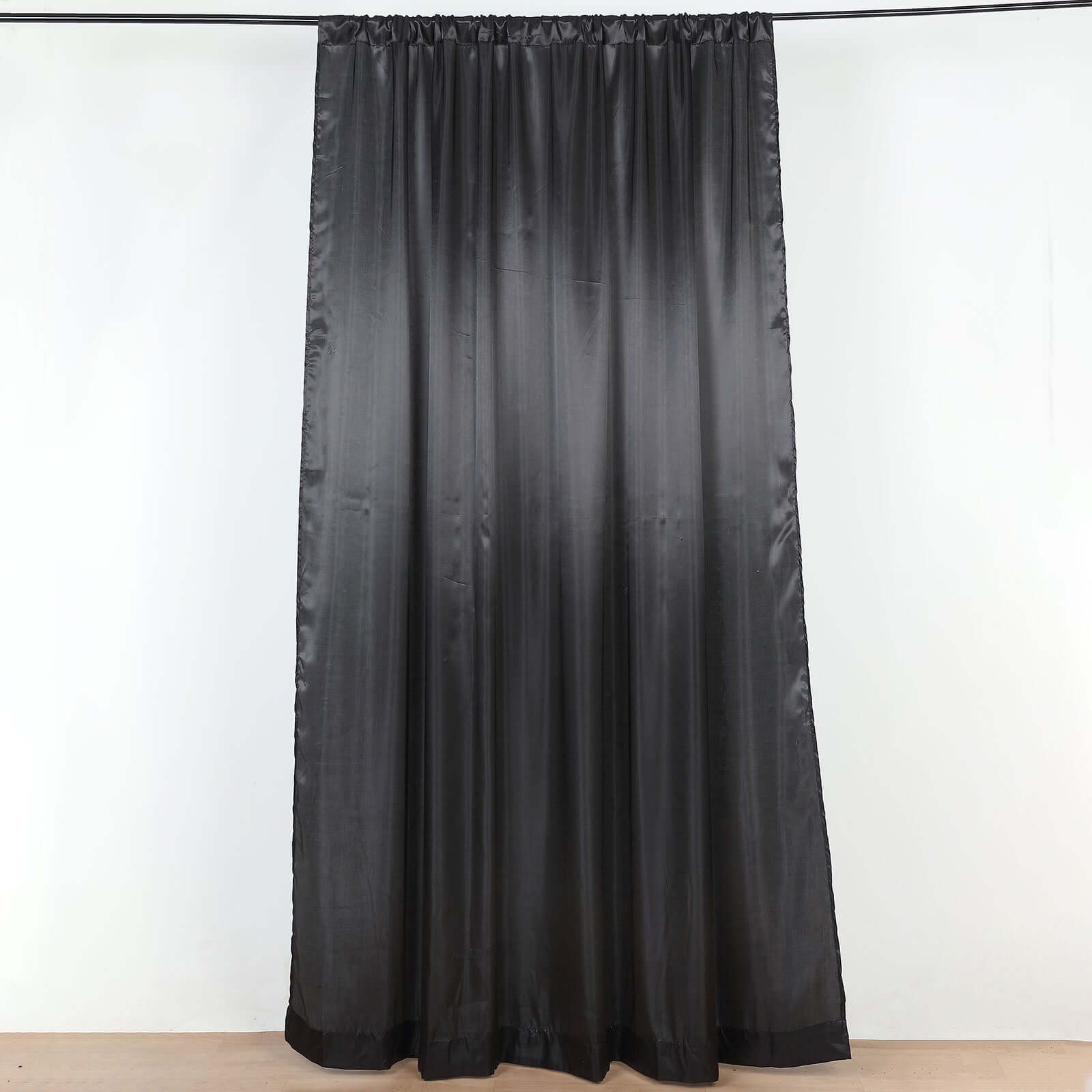 8ftx10ft Black Satin Event Curtain Drapes, Backdrop Event Panel
