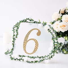 Decorative Rhinestone Number "6" Stickers, Glitter Adhesive Craft Numbers Gold DIY Sparkle Embellishments 8"