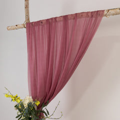 Mauve Cinnamon Rose Sheer Backdrop Drape – 5ft x 14ft Wedding Arch & Ceiling Decor Panel, Wrinkle Free with Soft Shimmer