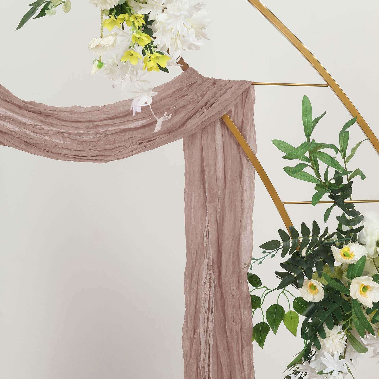 20ft Dusty Rose Gauze Cheesecloth Fabric Wedding Arch Drapery, Window Scarf Valance, Boho Decor Arbor Curtain Panel