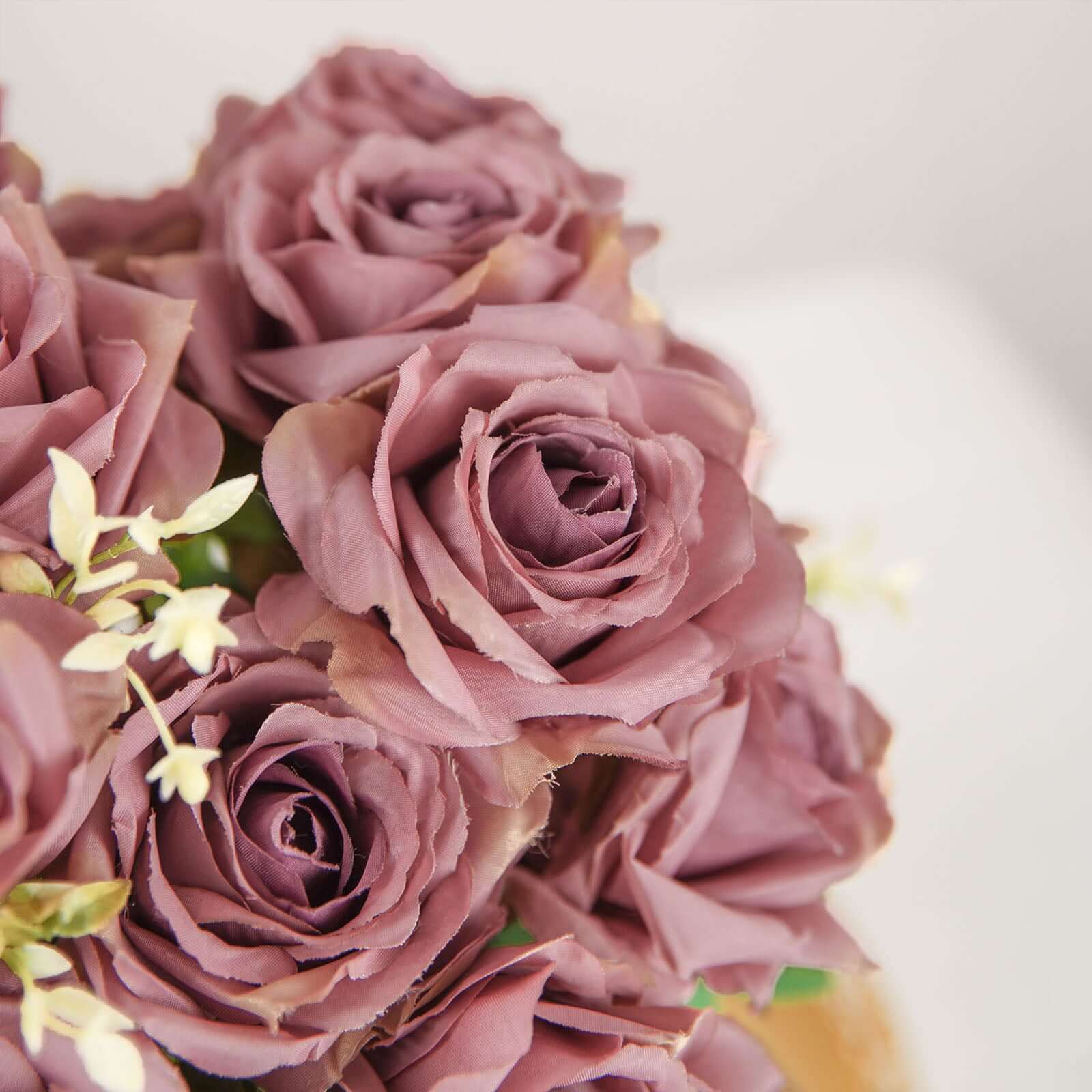 2 Bushes 18" Real Touch Dusty Rose Artificial Rose Flower Bouquet, Silk Long Stem Flower Arrangements