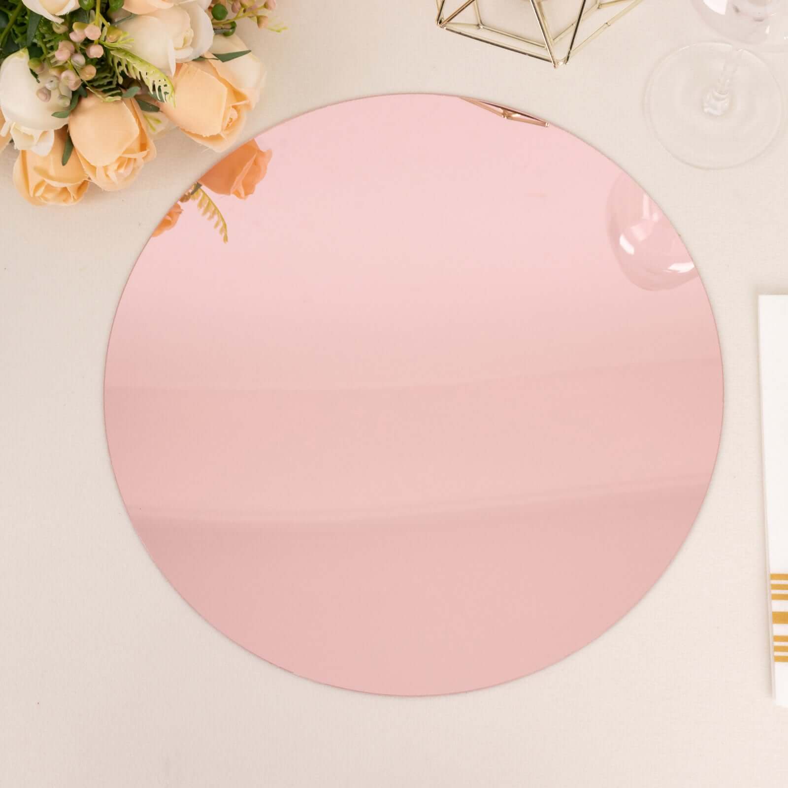 10-Pack Dining Plate Chargers Decorative Acrylic Mirror Rose Gold Round - Lightweight Event Display 13"