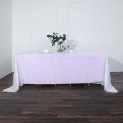 Sequin 90"x132" Rectangle Tablecloth Iridescent - Seamless Big Payette Table Cover