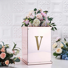 Decorative Rhinestone Alphabet "V" Letter Stickers, Glitter Adhesive Craft Letters Gold DIY Sparkle Embellishments 6"