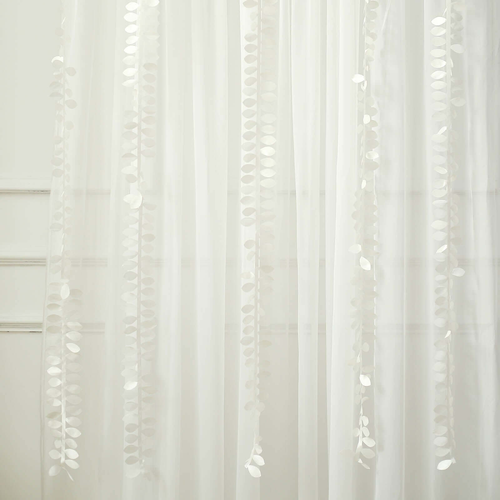 Taffeta Ribbon Sash with 4" Leaf Petal Design Ivory 50ft - Sophisticated Artificial Fabric Garland