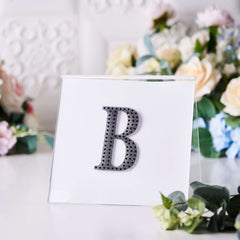 Decorative Rhinestone Alphabet "B" Letter Stickers, Glitter Adhesive Craft Letters Black DIY Sparkle Embellishments 4"