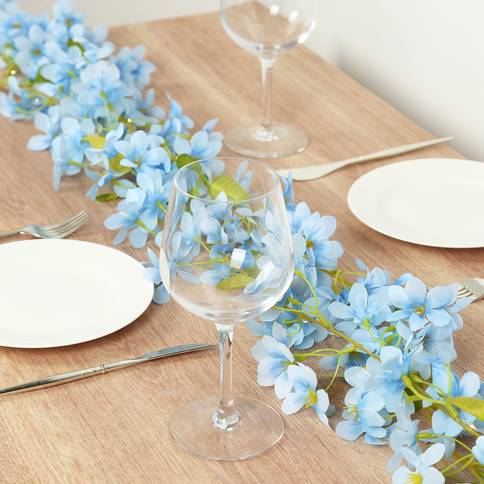 2-Pack Garland String Lights Jasmine Silk Flower Design Blue Warm White - Battery Operated Hanging Décor 6ft